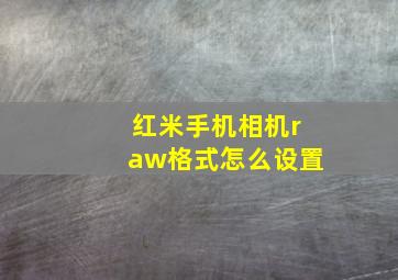 红米手机相机raw格式怎么设置