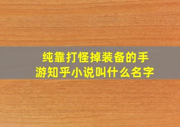 纯靠打怪掉装备的手游知乎小说叫什么名字