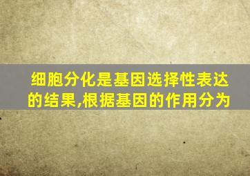 细胞分化是基因选择性表达的结果,根据基因的作用分为