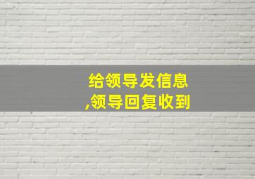 给领导发信息,领导回复收到