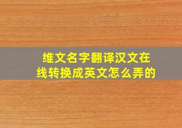 维文名字翻译汉文在线转换成英文怎么弄的