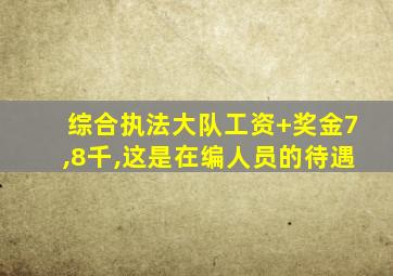 综合执法大队工资+奖金7,8千,这是在编人员的待遇