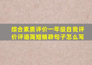 综合素质评价一年级自我评价评语简短精辟句子怎么写