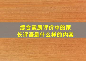 综合素质评价中的家长评语是什么样的内容