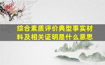 综合素质评价典型事实材料及相关证明是什么意思