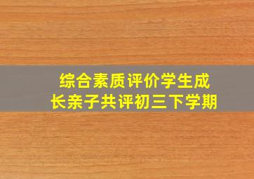 综合素质评价学生成长亲子共评初三下学期