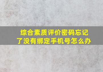 综合素质评价密码忘记了没有绑定手机号怎么办