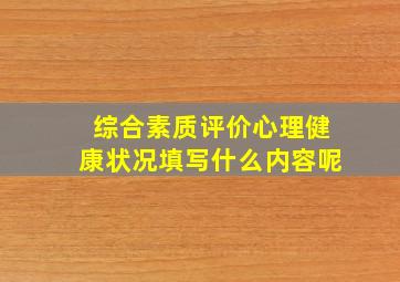 综合素质评价心理健康状况填写什么内容呢