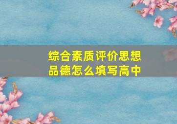 综合素质评价思想品德怎么填写高中