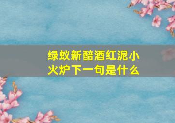 绿蚁新醅酒红泥小火炉下一句是什么