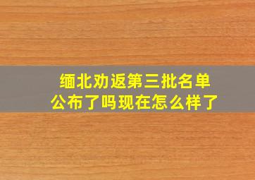 缅北劝返第三批名单公布了吗现在怎么样了