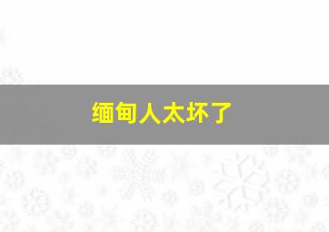 缅甸人太坏了