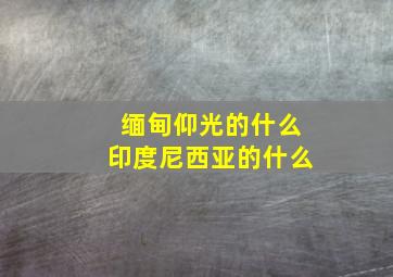 缅甸仰光的什么印度尼西亚的什么