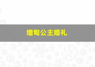 缅甸公主婚礼