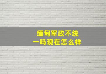 缅甸军政不统一吗现在怎么样