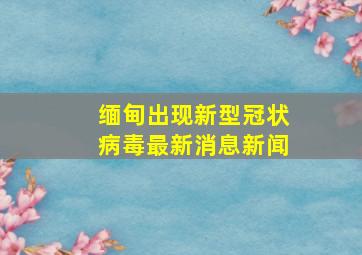 缅甸出现新型冠状病毒最新消息新闻