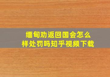 缅甸劝返回国会怎么样处罚吗知乎视频下载