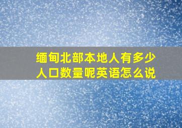 缅甸北部本地人有多少人口数量呢英语怎么说