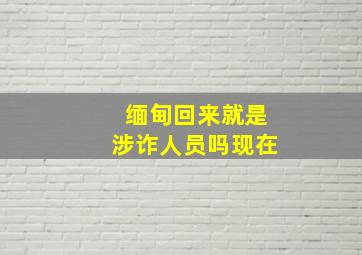 缅甸回来就是涉诈人员吗现在