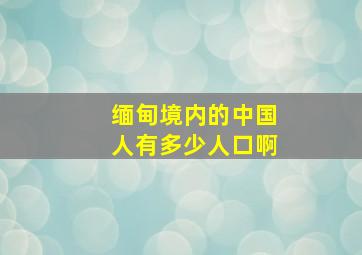 缅甸境内的中国人有多少人口啊