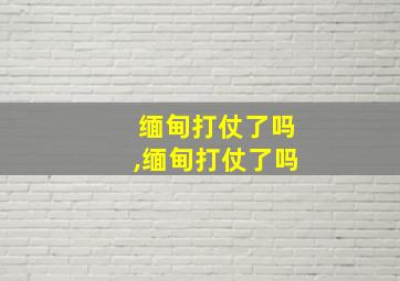 缅甸打仗了吗,缅甸打仗了吗