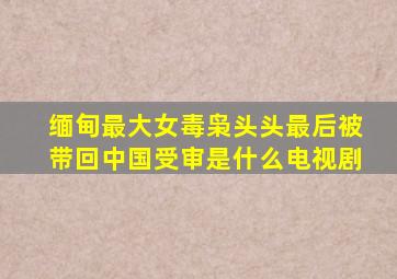 缅甸最大女毒枭头头最后被带回中国受审是什么电视剧