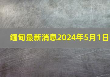 缅甸最新消息2024年5月1日