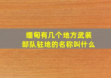 缅甸有几个地方武装部队驻地的名称叫什么