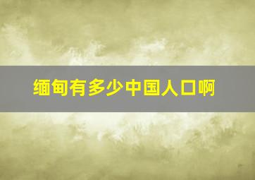 缅甸有多少中国人口啊