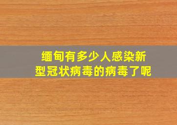 缅甸有多少人感染新型冠状病毒的病毒了呢