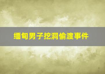 缅甸男子挖洞偷渡事件