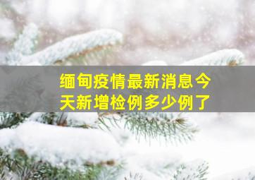 缅甸疫情最新消息今天新增检例多少例了