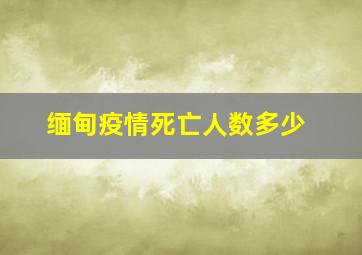 缅甸疫情死亡人数多少