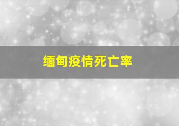 缅甸疫情死亡率