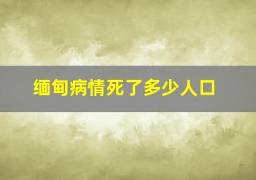 缅甸病情死了多少人口