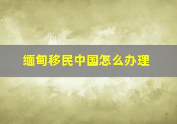 缅甸移民中国怎么办理