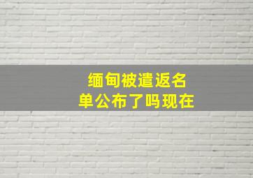 缅甸被遣返名单公布了吗现在