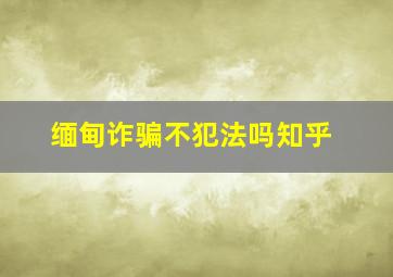 缅甸诈骗不犯法吗知乎