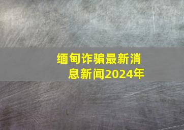 缅甸诈骗最新消息新闻2024年