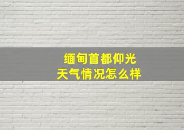 缅甸首都仰光天气情况怎么样