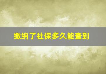 缴纳了社保多久能查到