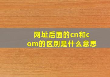 网址后面的cn和com的区别是什么意思