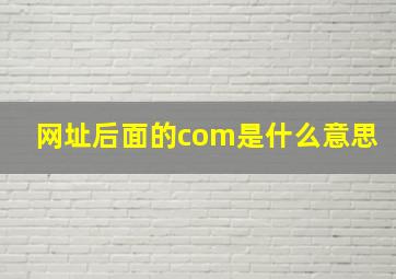 网址后面的com是什么意思