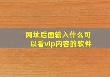 网址后面输入什么可以看vip内容的软件