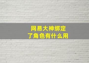 网易大神绑定了角色有什么用