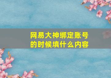 网易大神绑定账号的时候填什么内容