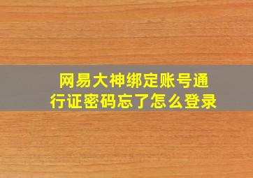 网易大神绑定账号通行证密码忘了怎么登录