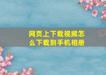 网页上下载视频怎么下载到手机相册