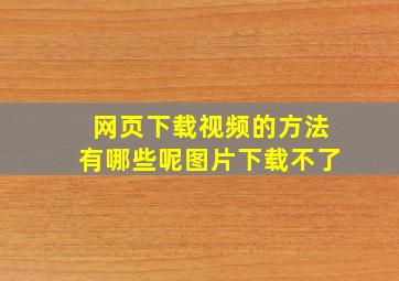 网页下载视频的方法有哪些呢图片下载不了