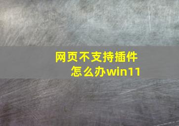 网页不支持插件怎么办win11